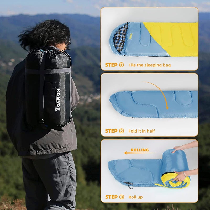 Kanyak Camping Sleeping Bag, 32℉ Sleeping Bags for Adults Kids Teens Cold Weather Warm Sleeping Bag Winter for 3-4 Season Camping, Camping Gear Equipment, Traveling, and Outdoors - Image 5